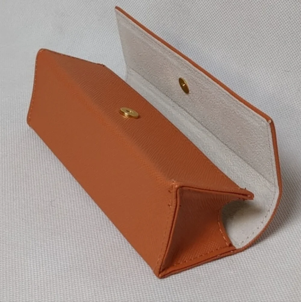 Tory Burch Gold Logo Eyeglass Leather Case- Orange